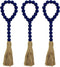 CVHOMEDECO. Wood Beads Garland with Tassels 3 PCS Farmhouse Rustic Wooden Prayer Bead String Wall Hanging Accent for Home Festival Decor. Navy Blu...