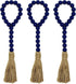 CVHOMEDECO. Wood Beads Garland with Tassels 3 PCS Farmhouse Rustic Wooden Prayer Bead String Wall Hanging Accent for Home Festival Decor. Navy Blu...
