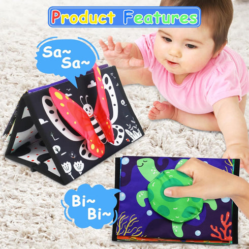 2 Pcs Tummy Time Toys Baby Mirror Newborn Toys 0-3 Brain Development, Tummy Time Mirror Baby Toys 6-12 Months High Contrast Montessori Infant Toys...
