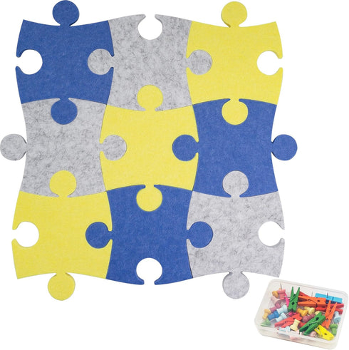 9 Pcs Felt Bulletin Board Puzzle, Self Adhesive Cute Wall Cork Board with 30 Pins for Display Notes, Photos in Office, Classroom, Home...