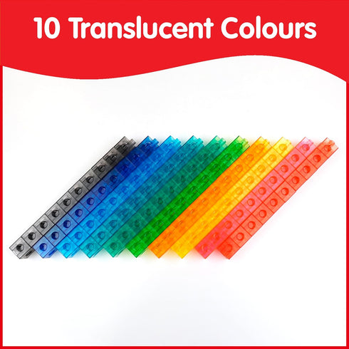 edxeducation Translucent Linking Cubes - Construction Toy for Early Math - Set of 100 - 0.8 Inch - Light Table Toy - Elementary + Preschool Learni...