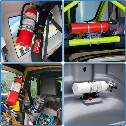 Quick Release Fire Extinguisher Holder Mount Bracket High Density Nylon Roll Bar Mount Bottle Holder Adjustable with 4 Clamps for Wrangler TJ JK J...
