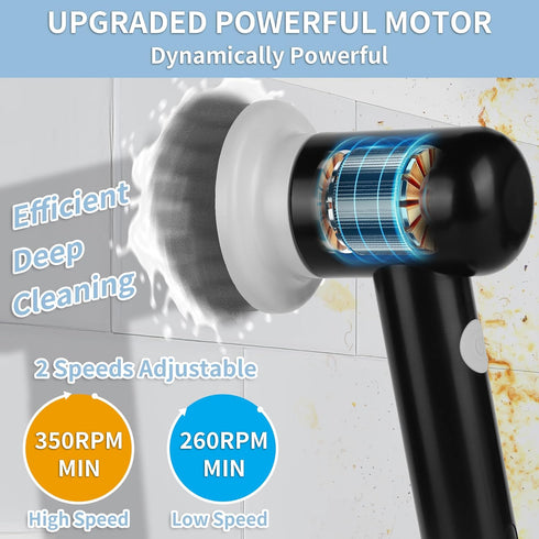 Electric Spin Scrubber, Cordless Shower Scrubber with 3 Replaceable Brushes, Waterproof Power Scrubber for Cleaning Bathroom, Kitchen, Tub, Floor,...