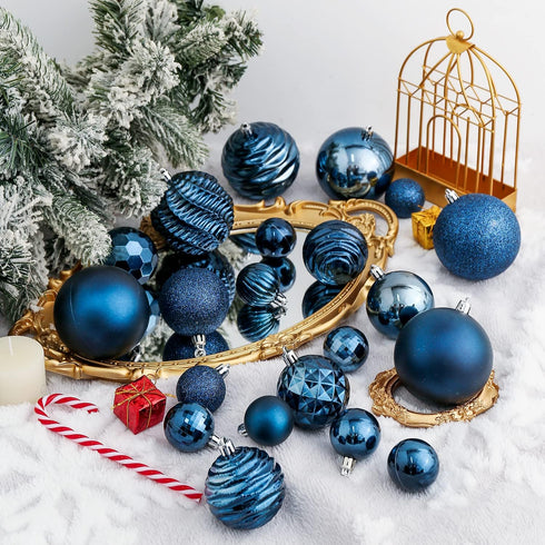 XmasExp 60mm/2.36" Christmas Ball Ornaments Shatterproof Christmas Ornaments Set Decorations for Xmas Tree Balls - 24ct (2.36'', Blue)...