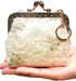 Vintage Kiss Lock Coin Purse Keychain Buckle Wallet for Women(light yellow)...