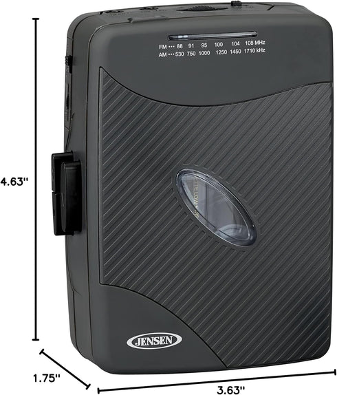 JENSEN Portable Cassette Player, Simple Retro Compact Style with AM/FM Radio, Detachable Belt Clip, and Stereo Earbuds Included...