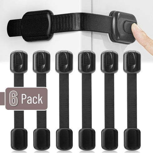 Bates- Child Safety Strap Locks, 6 Pack, Black Baby Cabinet Locks, Toilet Locks Baby Proof, Child Proof Drawer Locks, Cabinet Baby Locks for Cabin...