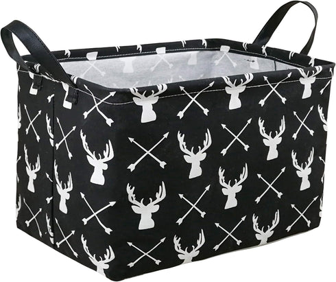 KUNRO Rectangle Toy Bin Waterproof storage organizer for Nursery Hamper Home decor Closet Kids Bedroom Laundry Baby Gift Shelf Baskets(Deer)...
