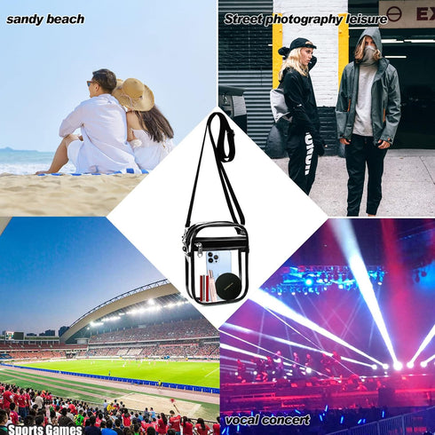 Clear Bag Stadium Approved, Clear Crossbody Purse Bag with Front Pocket for Concerts Sports Events Festivals...