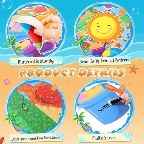 57 Pcs Summer Bulletin Board Decorations Set Our Summer Bucket List Classroom Decor Hawaii Sun Beach Bucket Paper Cutouts with Borders for Home Sc...