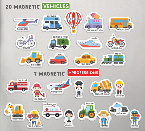 Curious Columbus Vehicles Fridge Magnets for Toddlers 1-3 Year Olds. Large Foam Refrigerator Magnets for Kids Baby and 3-5 Years Old. Magnetic ABC...