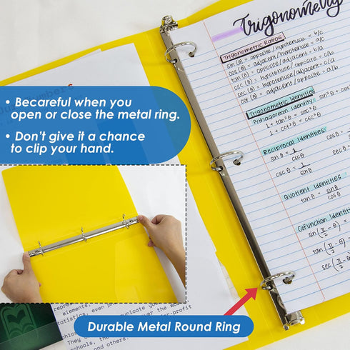BAZIC 3 Ring Binder 1" Poly Binders Organizer - Swirl Color Soft Cover, Round Ring, Hold 175 Sheets Paper, 6-Count...