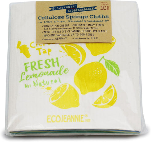(10 Pack) Eco-Friendly Reusable German Cleaning Cloth 100% Biodegradable Cellulose Sponge Cloths, Kitchen Cloths, GMO-Free, Reusable - Made in Ger...