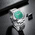 Men Silver Diamond Watch: Quartz Luminous Analog Watch Waterproof Wristwatch Stainless Steel Band Reloj with Gift Box & Removal Tool...
