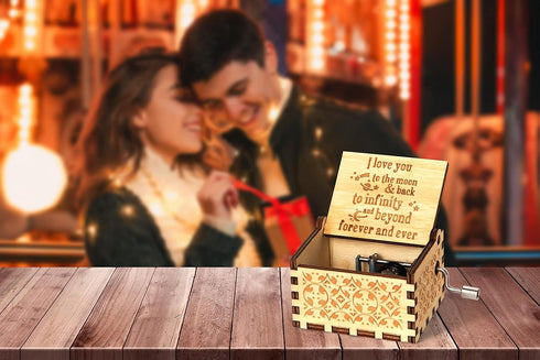 Wooden Music Box, I Love You to The Moon Music Boxes, Gifts for Husband, Wife, Lover, Kids, Gift for Christmas, Birthday, Anniversary, Wedding - M...