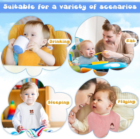 6 Pcs 20 x 16 Inch Baby Bibs with Snaps Unisex Toddler Bibs for Feeding Water Absorbent Bibs Adjustable Toddler Soft Bib for Baby Toddler Drooling...