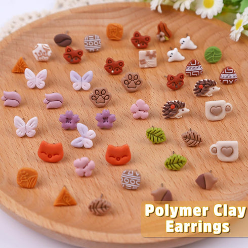 Puocaon Mini Polymer Clay Cutters - 20 Pcs Flower Cat Paw Clay Cutters for Polymer Clay Earrings Making, Monstera Sakura Clover Clay Jewelry Cutte...