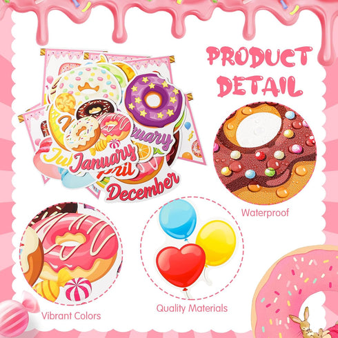 61 Pcs Happy Birthday Bulletin Board Set Donuts Theme Birthday Classroom Decorations Classroom Birthday Chart Calendars Bulletin Board Cutouts Can...