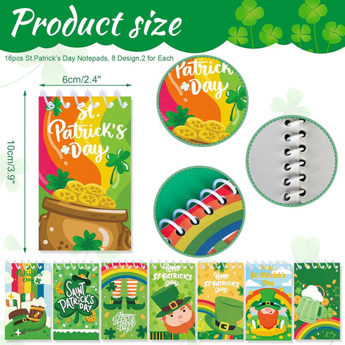 HOWAF 34 Pack St Patrick’s Day Pencils and Notebooks Set, St Patricks Day Stationery Supplies for Kids-St Patrick’s Day Wood pencils with Eraser S...