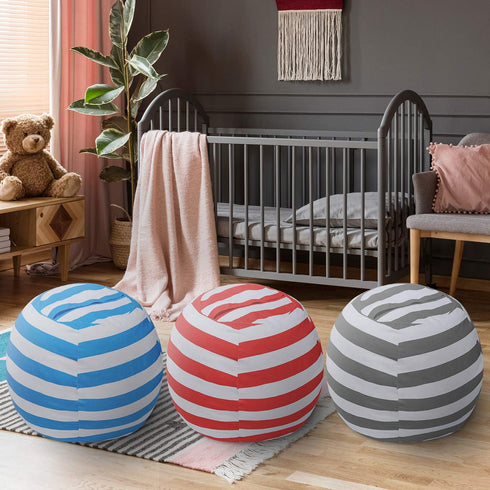 Miaowater 2 PCS Stuffed Animal Storage Bean Bag Chair Cover, Cotton Canvas Beanbag with Zipper for Organizing Kid's and Adults Room Grey 24"...