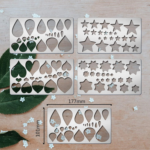 BENECREAT 4PCS 4x7 Inch Basic Shape Metal Stencils Heart Star Teardrop Stencil Template for Wood Carving, Drawings and Woodburning, Engraving and ...