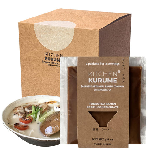 Kitchen Kurume® Tonkotsu Ramen Broth Concentrate (Pack of 6), Made in USA, Japanese Ramen, Pork bone Soup Base, No MSG, No Preservatives, Fresh Sm...