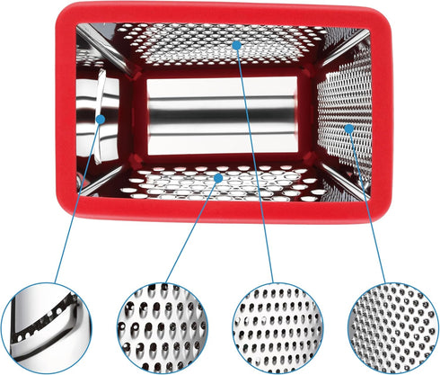 Spring Chef Professional Cheese Grater - Stainless Steel 4 Sided Box Grater for Kitchen, XL Size - Perfect Shredder for Parmesan Cheese, Carrot, P...