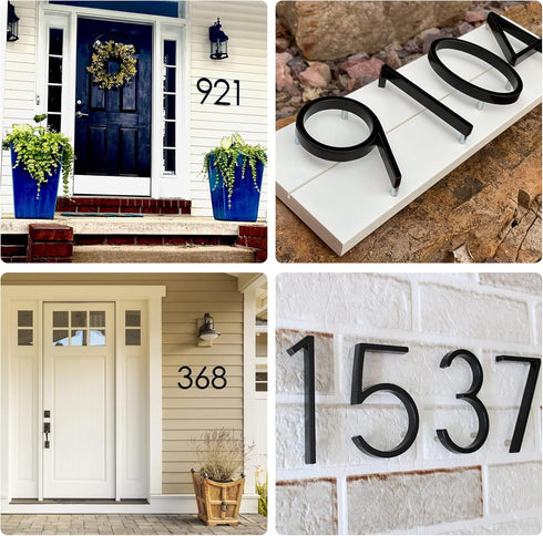 SEISSO 844713 5-Inch House Numbers for Outside, Modern Floating Metal Door Numbers Address Sign Decor for 911 Visibility Signage with Nail Kits, B...