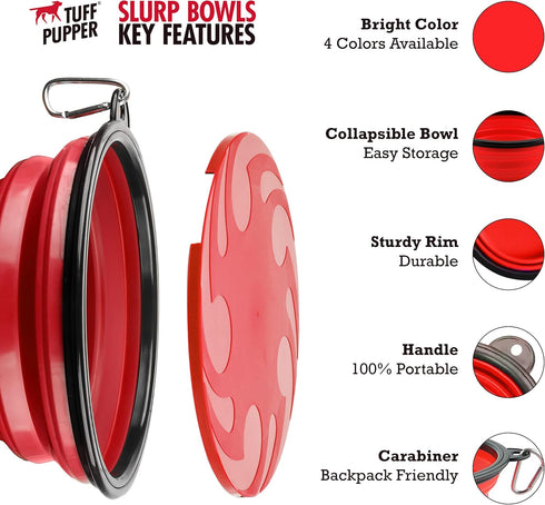 Tuff Pupper SuperBigSlurp - Collapsible Dog Bowls | Convenient Dog Travel Bowls w/Storage Lid | Keeps Pups Hydrated and Full | Portable Dog Water ...