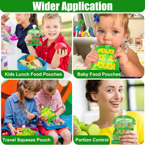 10 Pack Reusable Food Pouches for Bento Box,Fun Lunch Box Accessories,Refillable for Applesauce Yogurt Smoothie & Puree Squeeze Pouch,Lunch Food S...