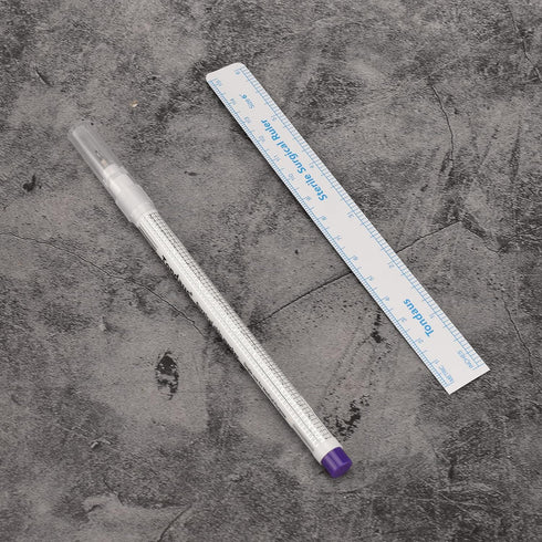 10pcs Tattoo Marker Pen, Surgical Microblading Marker Pen with Paper Ruler, Waterproof Disposable Tattoo Marker for Skin, Eyebrow, 0.5mm Head, Blu...