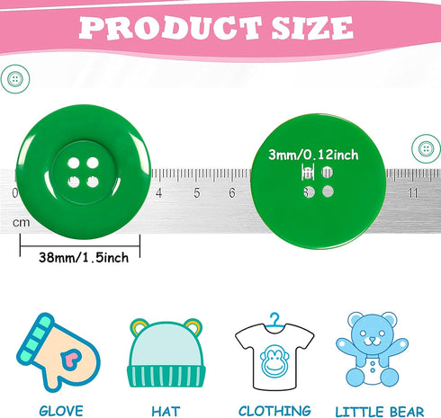 YAKA 50pcs 4 Holes Round Sewing Resin Buttons1.5inch/38mm in Bulk for Environmental Sewing Fasteners Scrapbooking DIY Sewing Tailor Crafts Coats C...