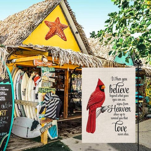 Cardinal Garden Flag Vertical Double Sided Farmhouse Burlap Yard Outdoor Decor 12.5x18 Inch-When you Believe Beyond What Your Eyes Can See Signs F...