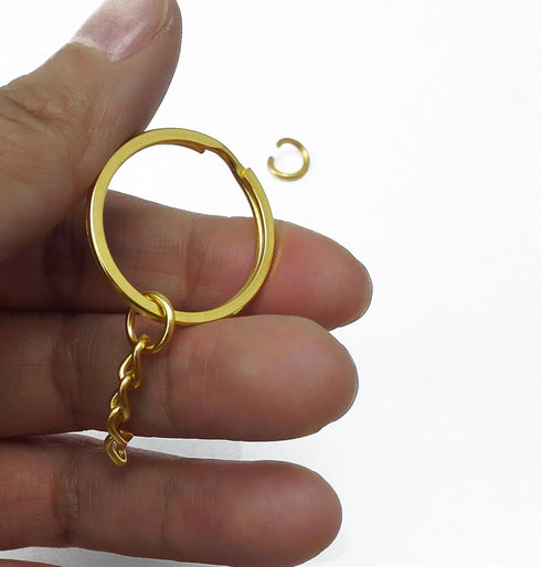 yueton Pack of 100 25mm/0.98" Metal Split Key Ring with Chain...