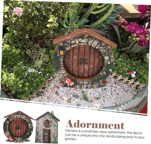 Fairy Garden Doors and Windows for Trees Miniature Fairy Gnome,DIY Yard Art Garden Sculpture Decoration Decor, Wooden Doors and Windows in The Yar...