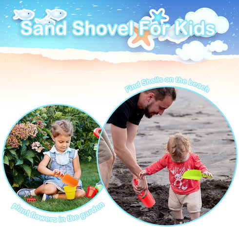 Beach Shovel Toys for Kids: Heavy Duty Plastic Sand Shovels Tools for Toddlers - 4 Pack Outdoor Digging Sandbox Toys Sets...