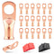 RED WOLF 4 AWG 3/8"(M10) 20 PCS Wire Lugs Ring Terminal Connectors Ends, 4 Gauge Battery Cable Copper Connector Ring Ends Stud w/Heat Shrink Tubin...