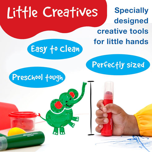 Faber-Castell Little Creatives Jumbo Squeezing Paint Brushes, 6 Colors, Paint Sticks for Kids Washable, Toddler Art Supplies, Non Toxic Paint and ...
