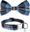 Dashin' Dogz Large Blue Bowtie Dog Collar with Detachable Bow Tie for Girl or Boy Dogs Comfortable Plaid Pattern, Fully Adjustable, Great Pet Gift...