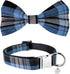 Dashin' Dogz Large Blue Bowtie Dog Collar with Detachable Bow Tie for Girl or Boy Dogs Comfortable Plaid Pattern, Fully Adjustable, Great Pet Gift...
