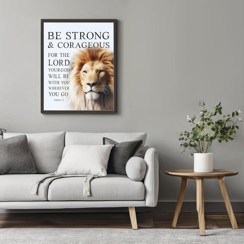 Posterizer 1 pcs-Be Strong and Courageous-lion-bible verse-Religious Posters-Motivational & Inspirational Art-Gifts for Christians - UNFRAMED Wall...