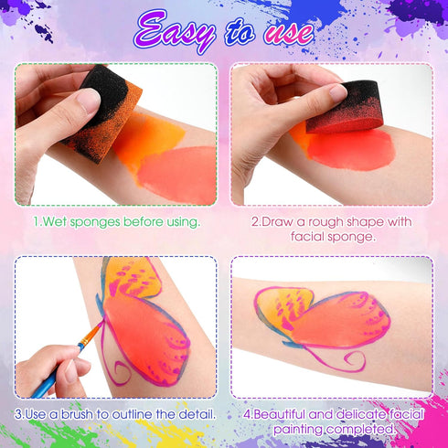 Dansib 32 Pcs Face Paint Sponges Face Painting Sponges High Density Face Painting Supplies for Kids Adults Makeup Body Art Works, Tears, Droplets,...