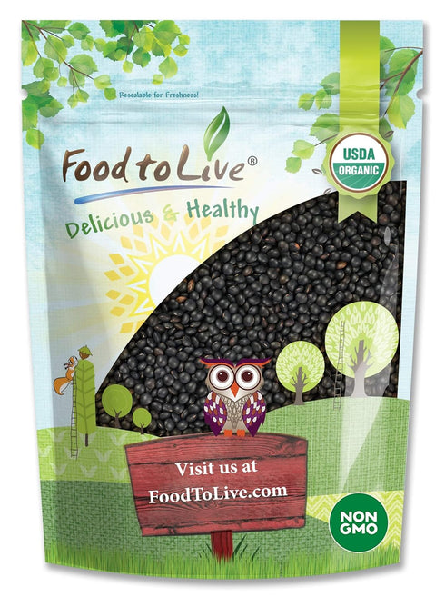 Food to Live Organic Black Lentils, 8 Ounces – Non-GMO, Whole Dry Pulses, Raw, Sproutable, Kosher, Vegan, Bulk Legumes, Black Masoor Daal. Rich in...