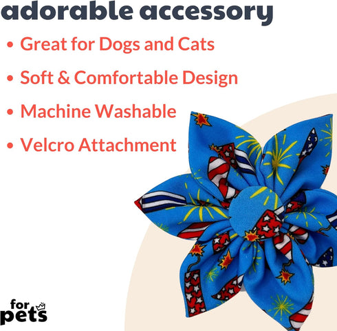 Huxley & Kent Pet Pinwheel | Firecrackers (Large) | 4th of July Velcro Collar Accessory for Dogs/Cats | Bow Collar Attachment | Cute, Comfortable ...