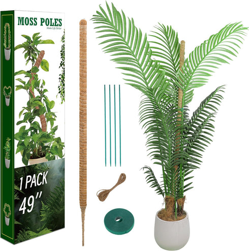 Moss Pole, 49 Inch Bendable Moss Pole for Climbing Plant, Monstera Plant Support, Moss Pole for Plants Indoor, Plant Support Stakes for Indoor Pot...