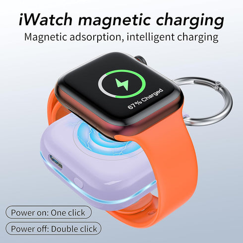 Portable Travel Charger for Apple Watch Series 8,Wireless iWatch Charger 1200mAh Power Bank with Charging Cable, Purse Keychain Smart Watch Charge...
