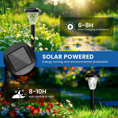 GIGALUMI Solar Outdoor Lights,Solar Lights Outdoor Waterproof 2 Pack,Cool White Solar Pathway Lights for Outside,Outdoor Lights Solar Powered Gard...