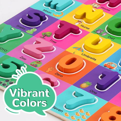 Wooden Alphabet Puzzles for Toddlers 2-4, Alphabet and Number Puzzle with ABC Learning for Toddlers 1-3, Preschool Learning Toys with Chunky ABC P...