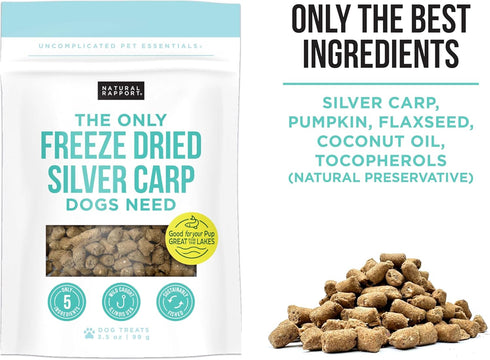 Natural Rapport Freeze Dried Fish Dog Treats - The Only Freeze Dried Carp Dogs Need -Single Ingredient, All Natural Dog Treats for Small and Large...