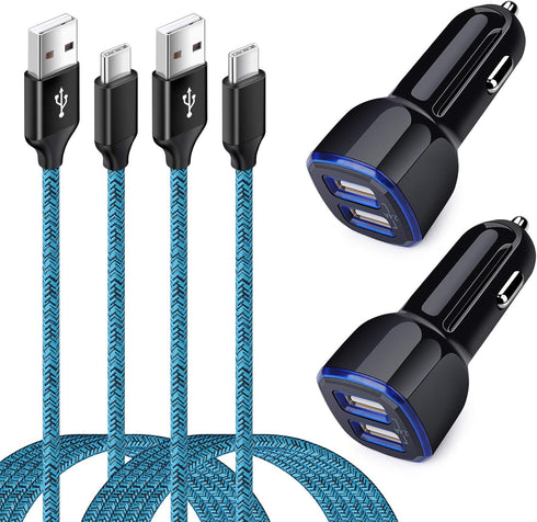 Dual USB Car Charger with Fast Charge Type C USB C Cable Compatible for Moto G Power,G Stylus,G Fast,G7 G8 G9 Play Power Plus,G7 Supra,G6 Plus,Sam...